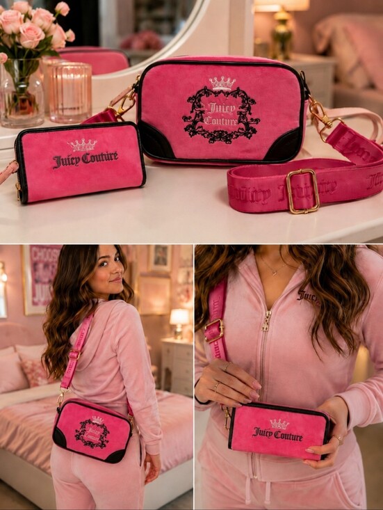 Juicy Couture Handbags - Juicy Couture Velvet 3 Piece Set